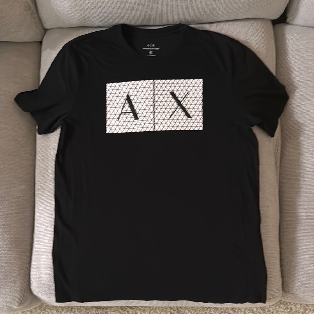 Armani Exchange Black Short Sleeve Tee with Bold Logo